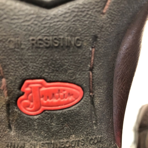 Justin Women”s Stampede Chocolate Puma Western Cowgirl Boots Purple Heart 6.5B - Picture 12 of 15